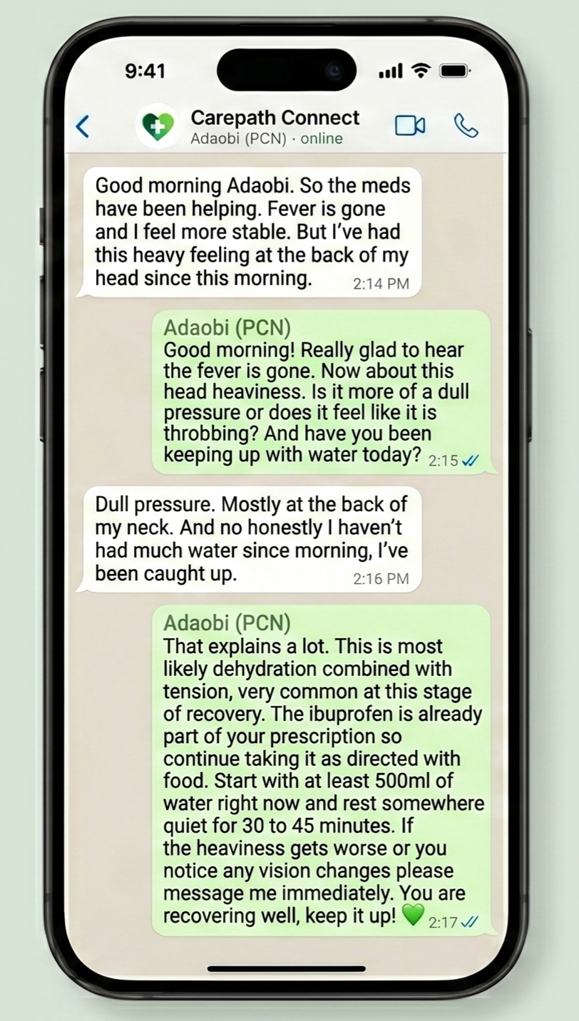 Carepath Connect WhatsApp consultation interface
